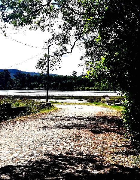 Caminho de calçada portuguesa junto à margem do Rio Lima